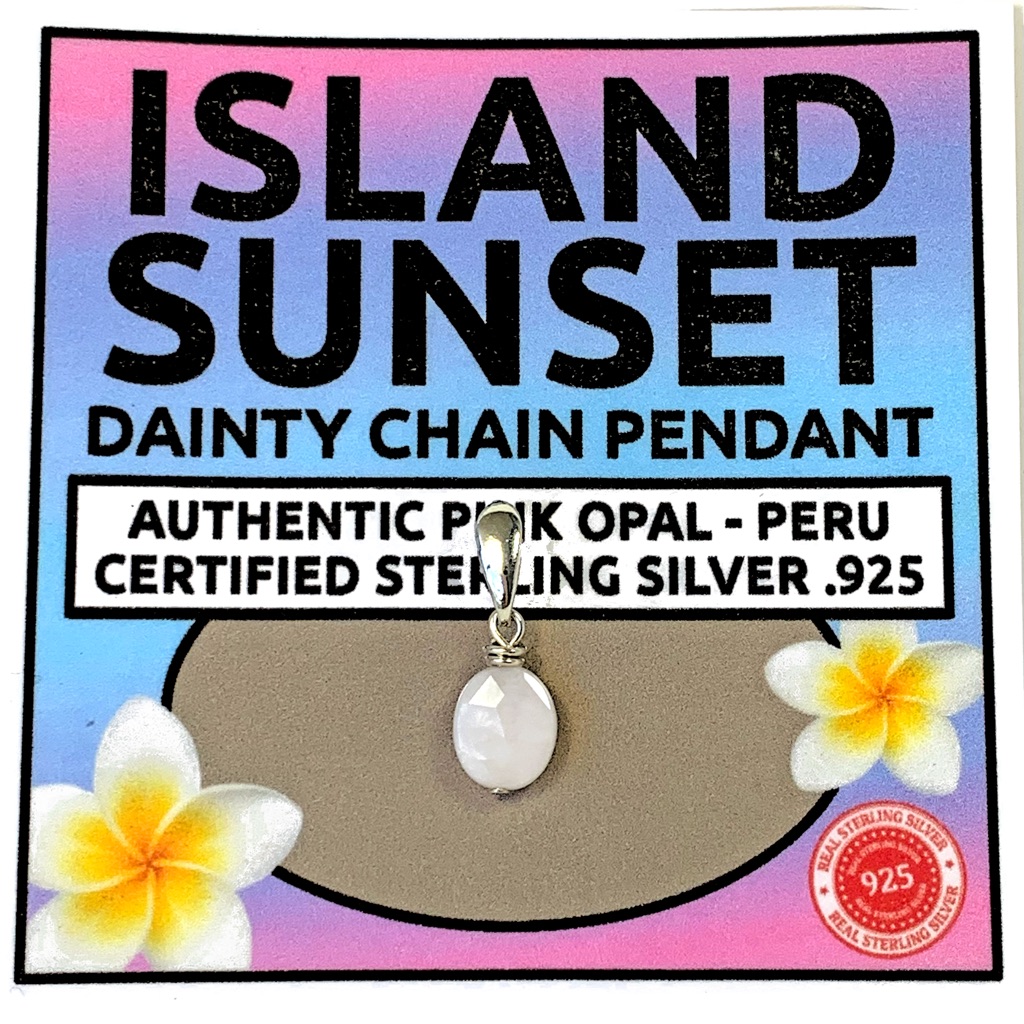 Island Sunset Artisan Dainty Chain Bail Pendant Peruvian Pink Opal